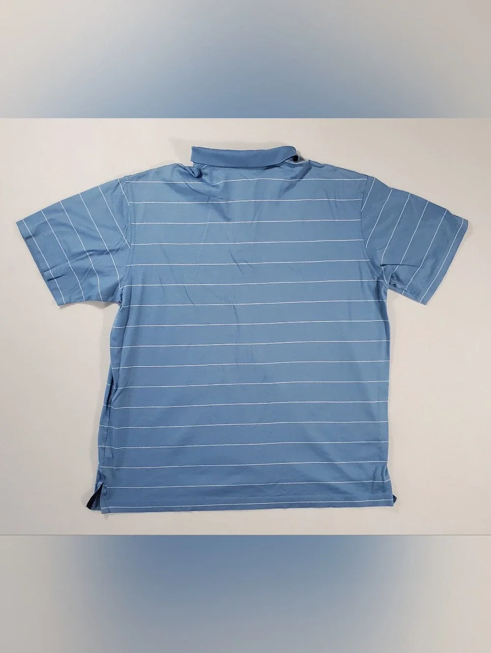 Ralph Lauren Purple Label Blue Striped 100% Cotton Polo Shirt Sz L Made In Italy